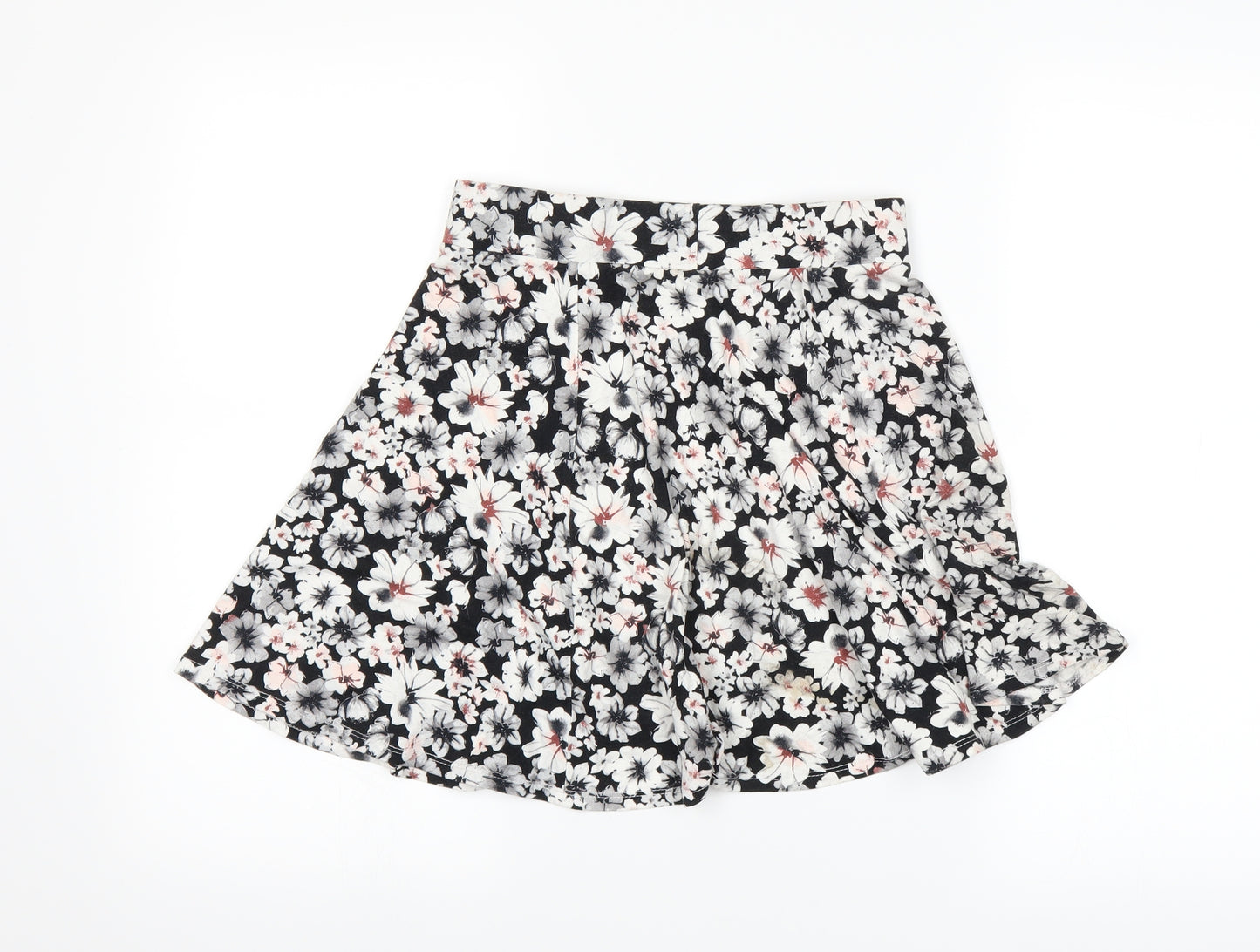 New Look Womens Black Floral  A-Line Skirt Size 10