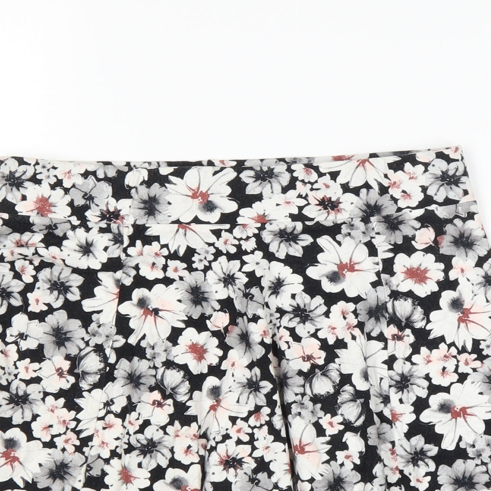 New Look Womens Black Floral  A-Line Skirt Size 10