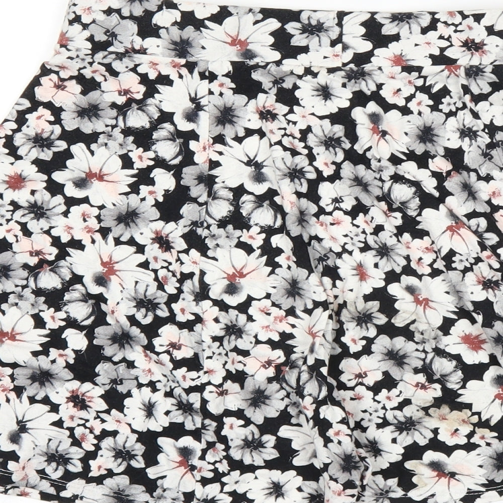 New Look Womens Black Floral  A-Line Skirt Size 10