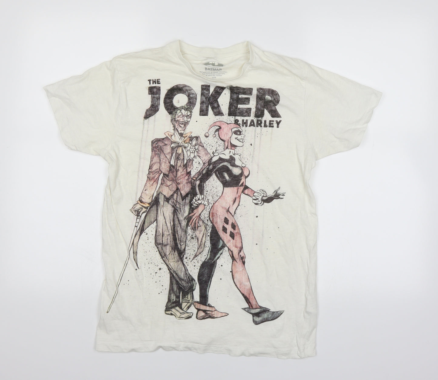 Batman Mens White    T-Shirt Size S