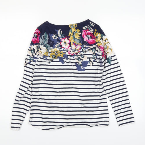 Joules Womens White Striped  Basic T-Shirt Size 8
