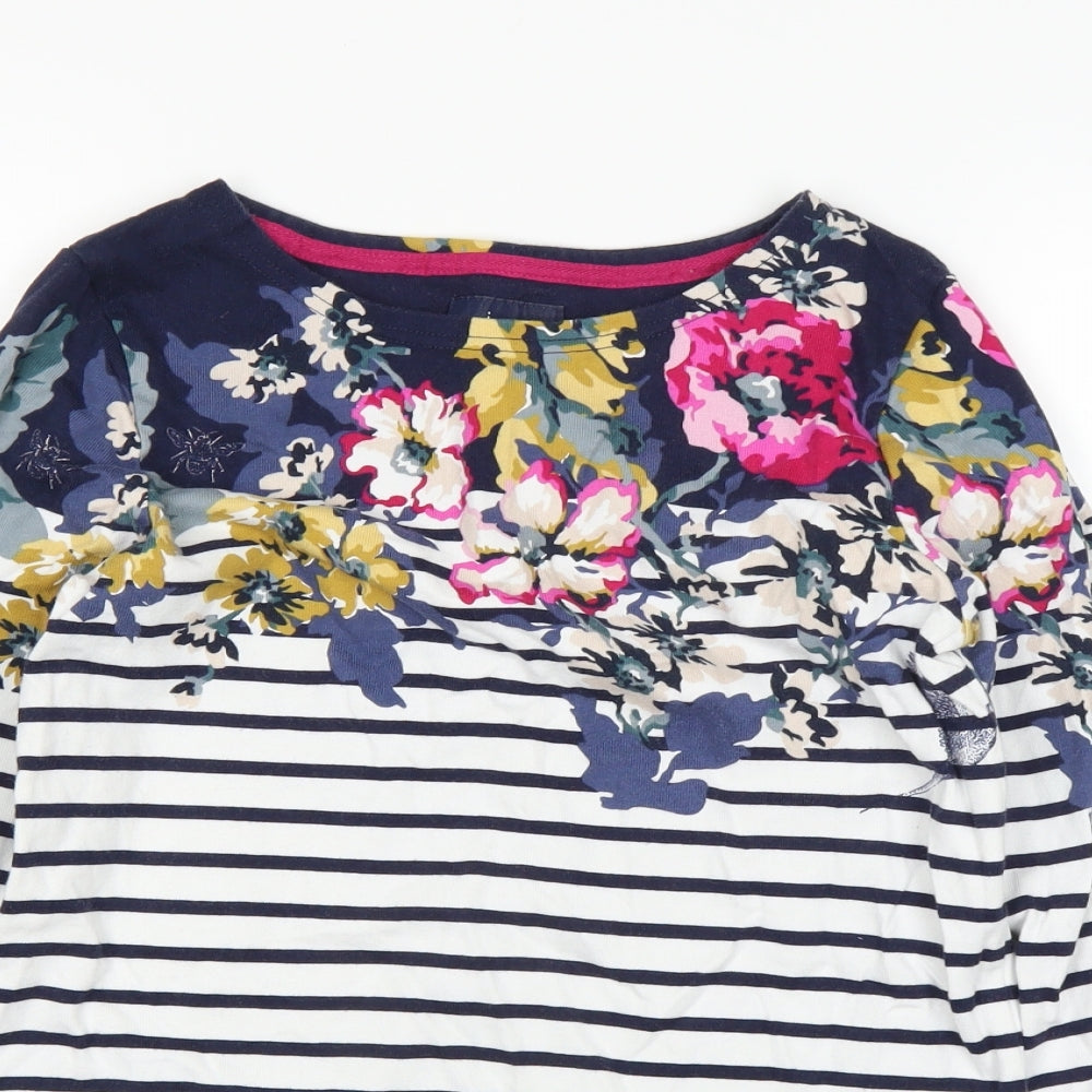 Joules Womens White Striped  Basic T-Shirt Size 8