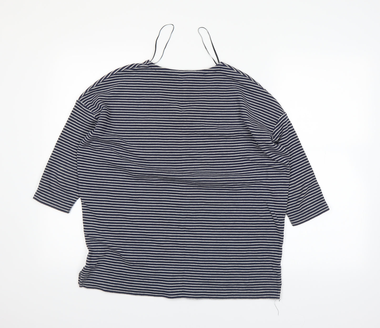 Easy Womens Blue Striped  Basic T-Shirt Size S