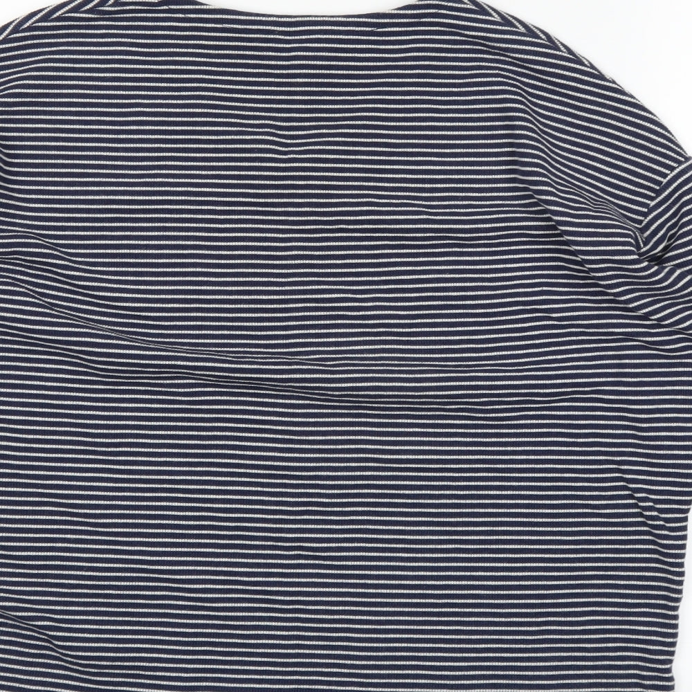 Easy Womens Blue Striped  Basic T-Shirt Size S