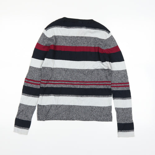 H&M Womens Grey Striped  Pullover Jumper Size M