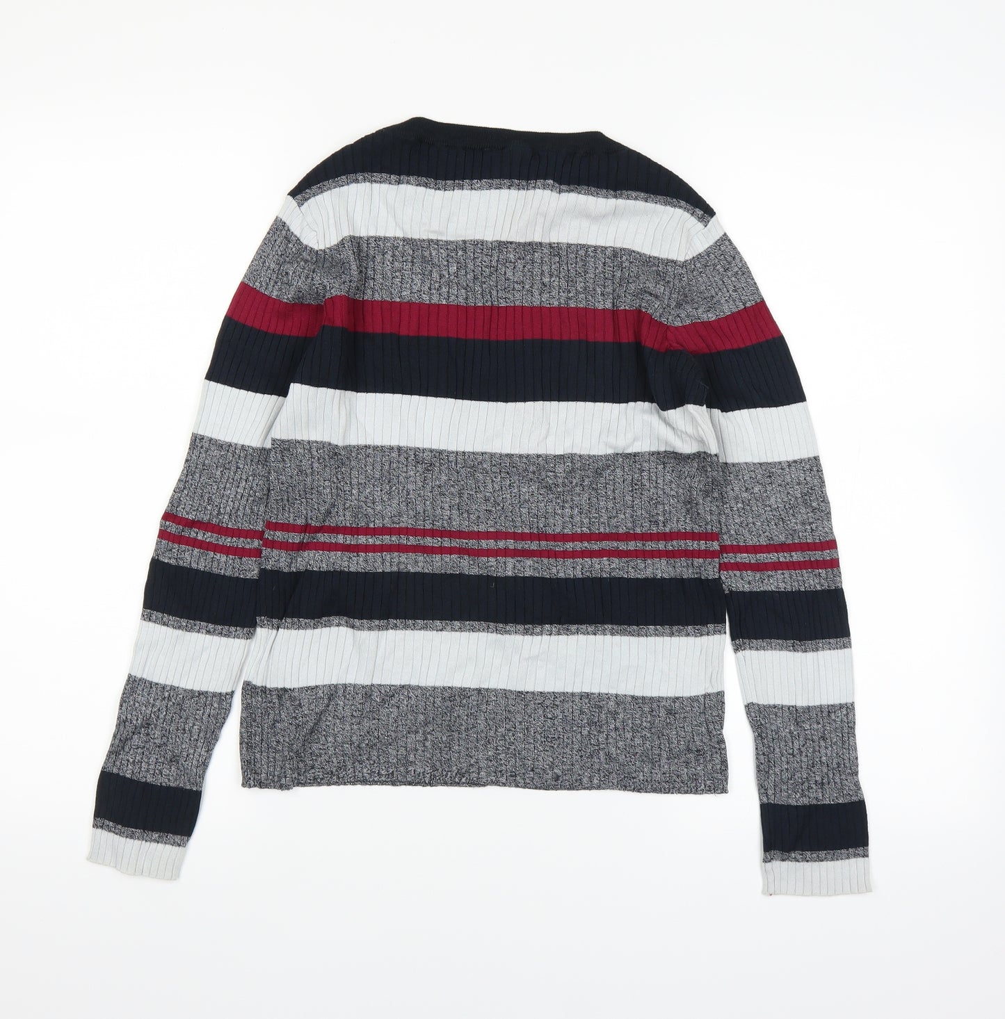 H&M Womens Grey Striped  Pullover Jumper Size M