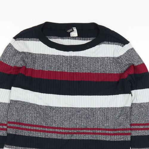 H&M Womens Grey Striped  Pullover Jumper Size M