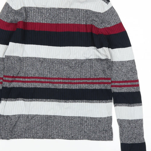 H&M Womens Grey Striped  Pullover Jumper Size M