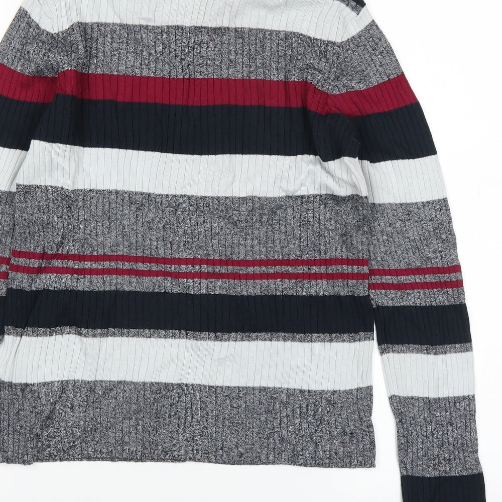 H&M Womens Grey Striped  Pullover Jumper Size M