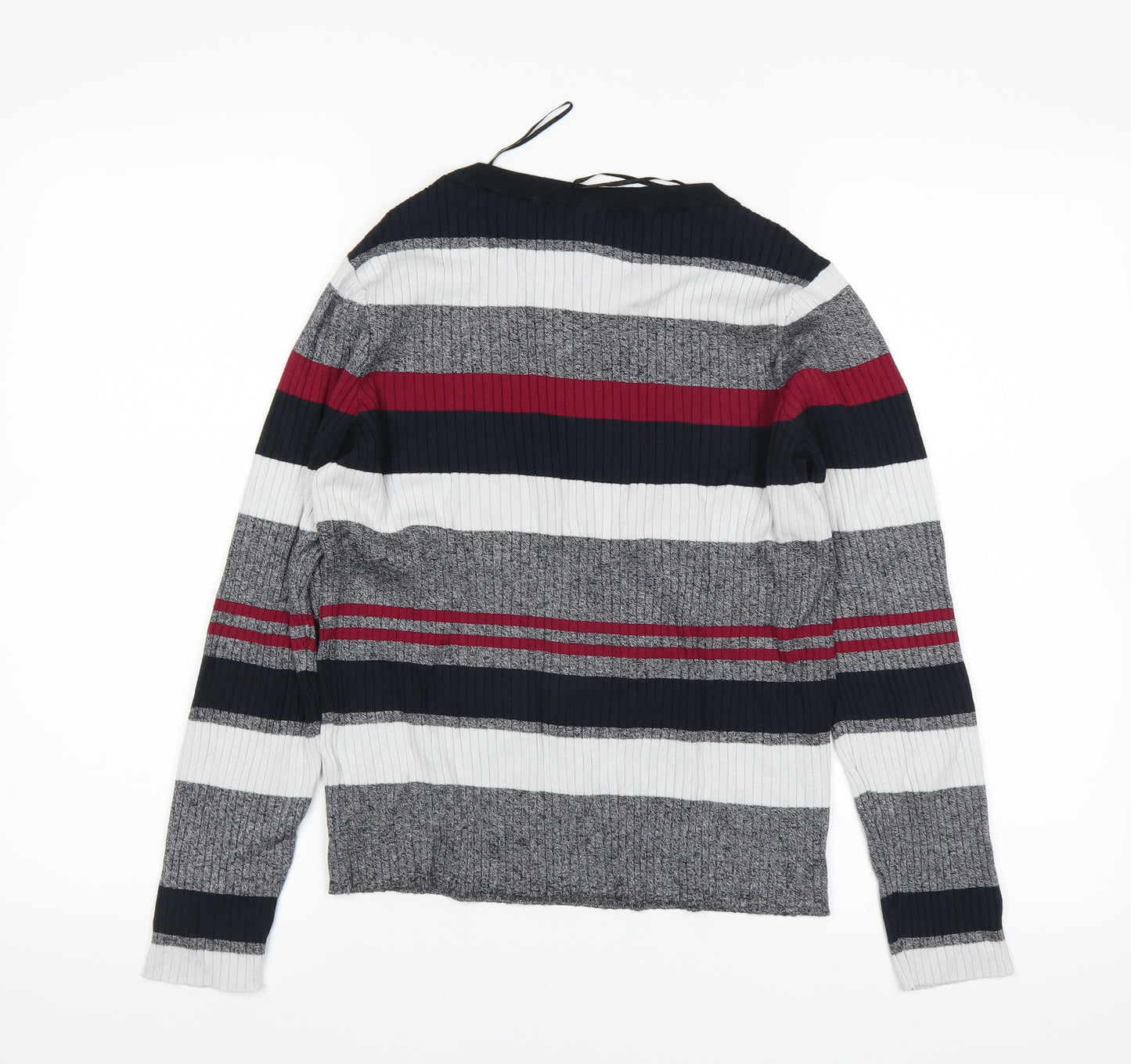 H&M Womens Grey Striped  Basic T-Shirt Size L