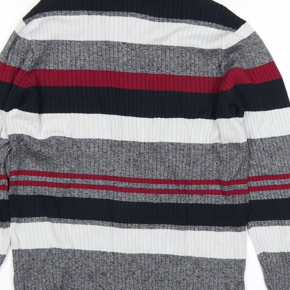 H&M Womens Grey Striped  Basic T-Shirt Size L