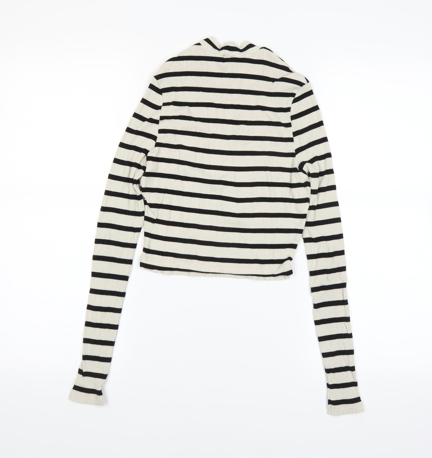 Miss Selfridge Womens White Striped  Basic T-Shirt Size 12