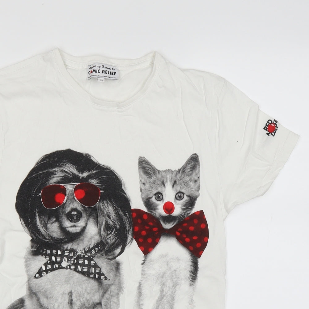 Comic Relief Womens White   Basic T-Shirt Size XS