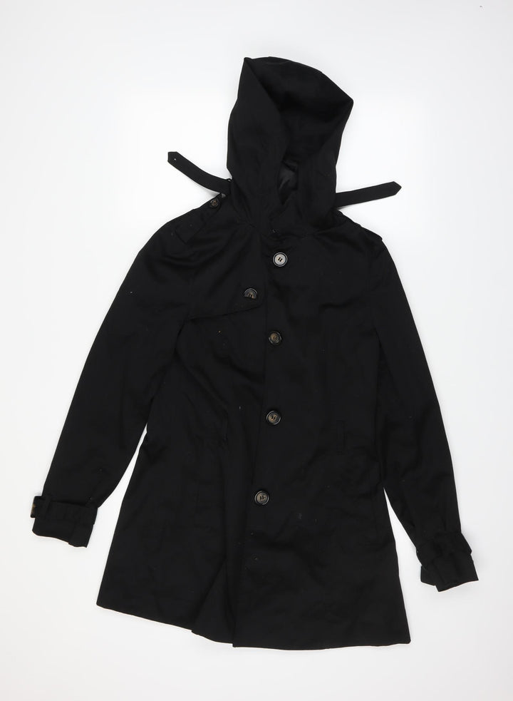 H&M Womens Black   Overcoat Coat Size S