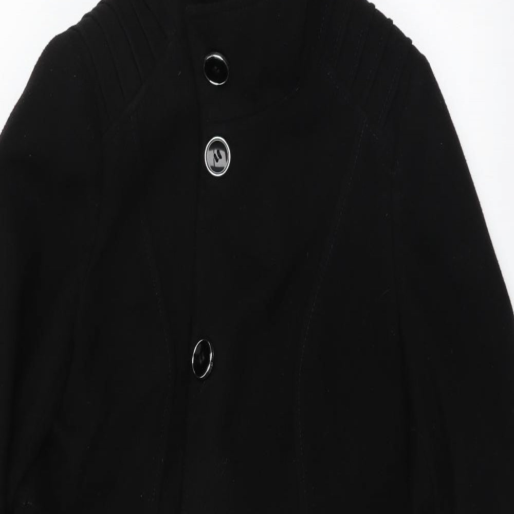 Wallis Womens Black   Overcoat Coat Size 10
