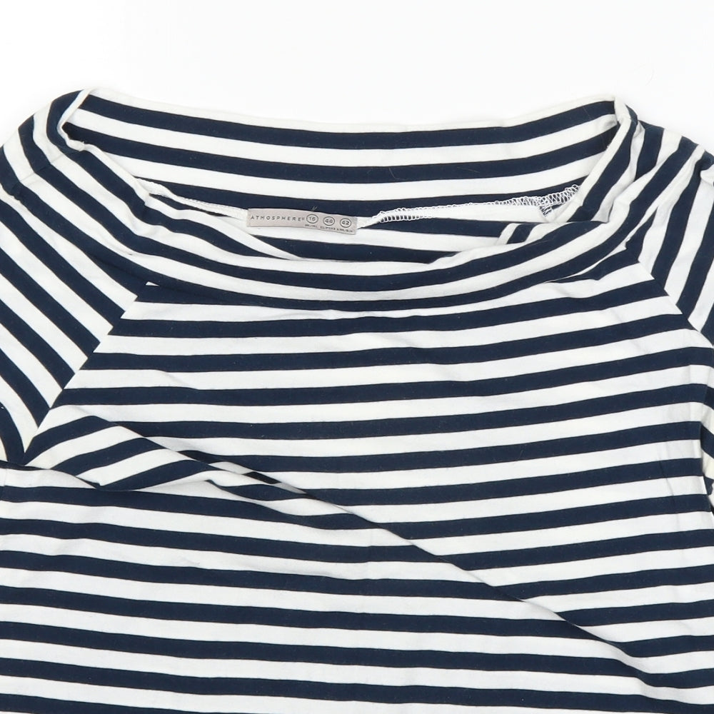 Atmosphere Womens Blue Striped  Basic T-Shirt Size 16