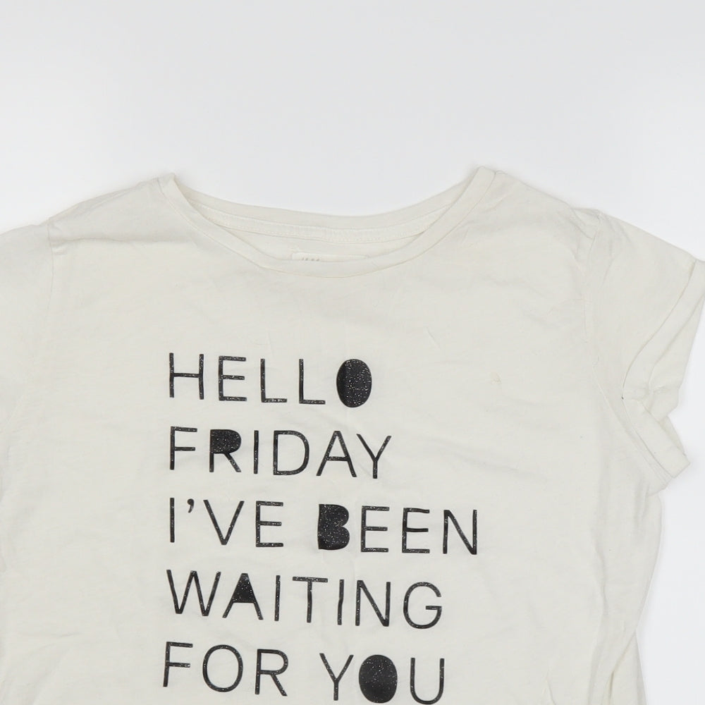 H&M Girls White   Basic T-Shirt Size 12-13 Years