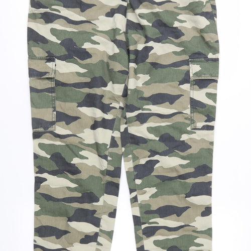 H&M Womens Green Camouflage  Jogger Trousers Size 12 L27 in