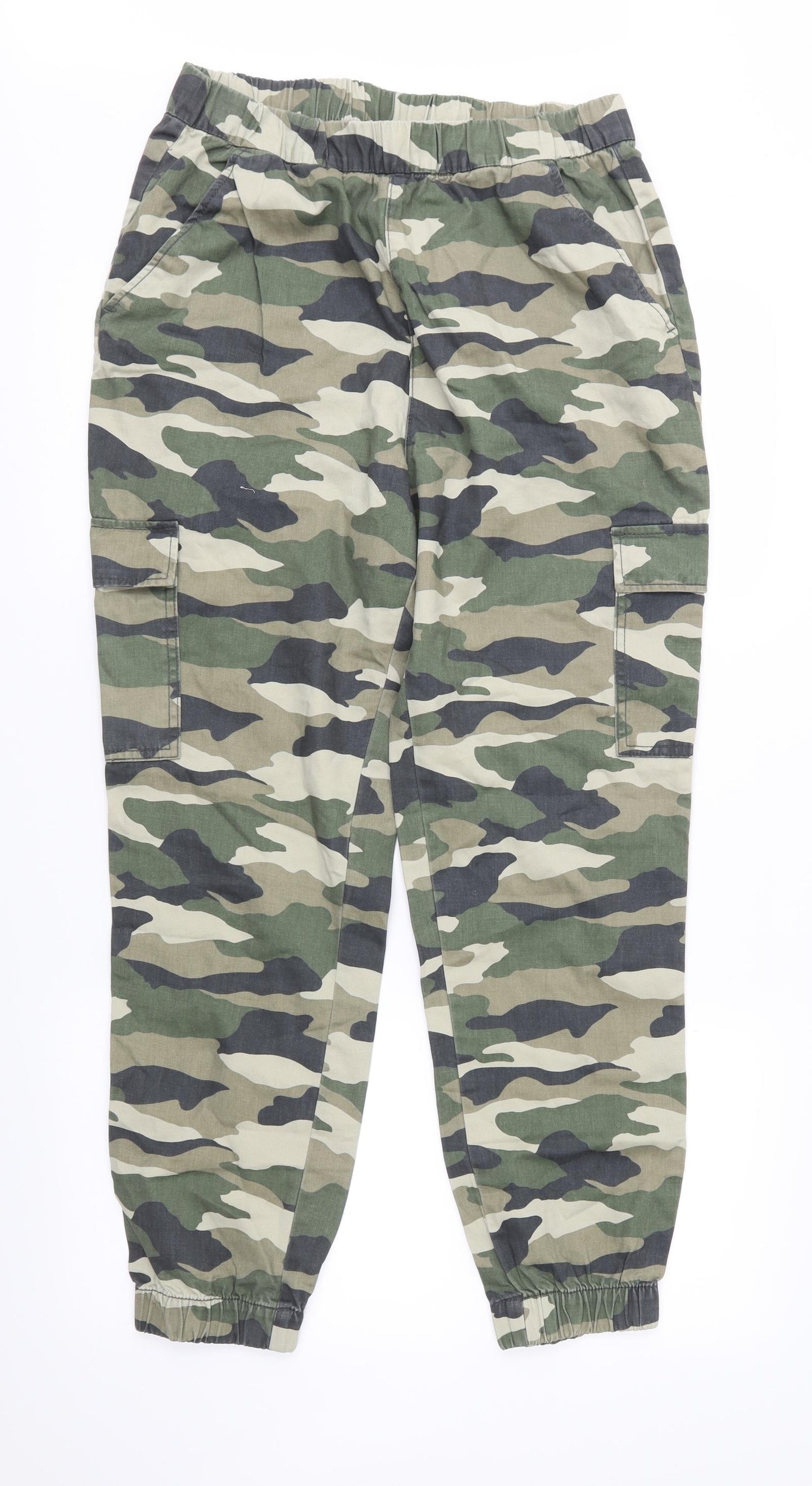 H&M Womens Green Camouflage  Jogger Trousers Size 12 L27 in