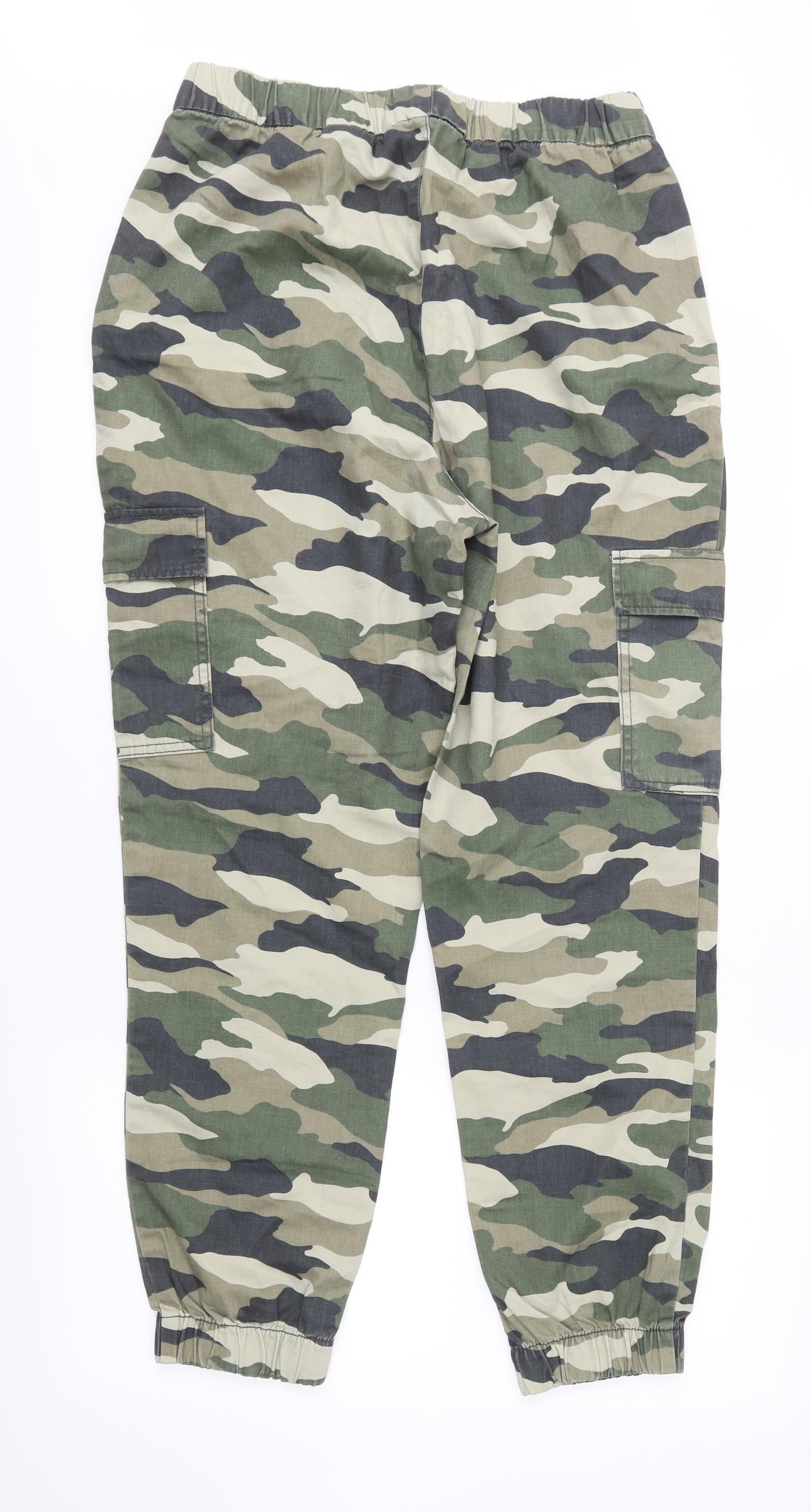 H&M Womens Green Camouflage  Jogger Trousers Size 12 L27 in