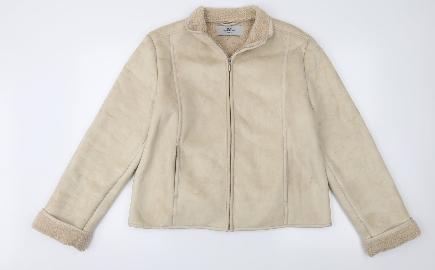 Style Collection Womens Beige   Jacket Coat Size 18