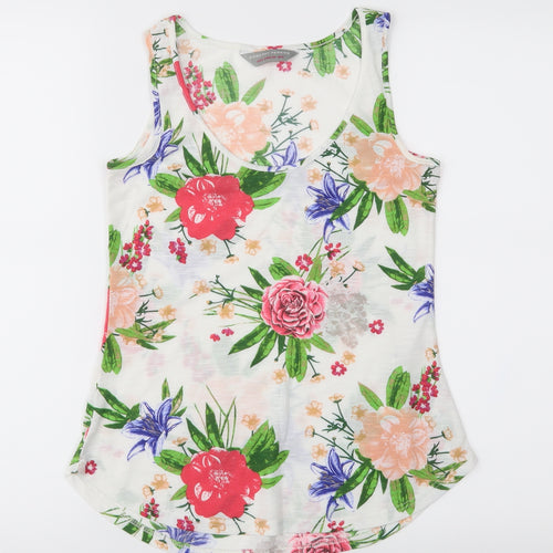 dorophy perkins Womens White Floral  Basic Tank Size 6