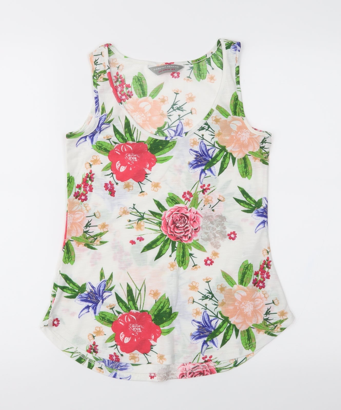 dorophy perkins Womens White Floral  Basic Tank Size 6