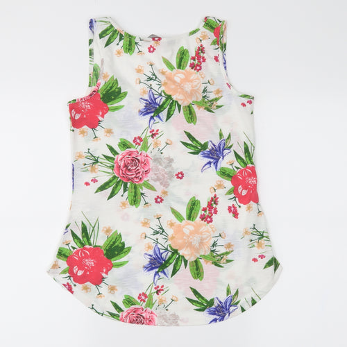 dorophy perkins Womens White Floral  Basic Tank Size 6