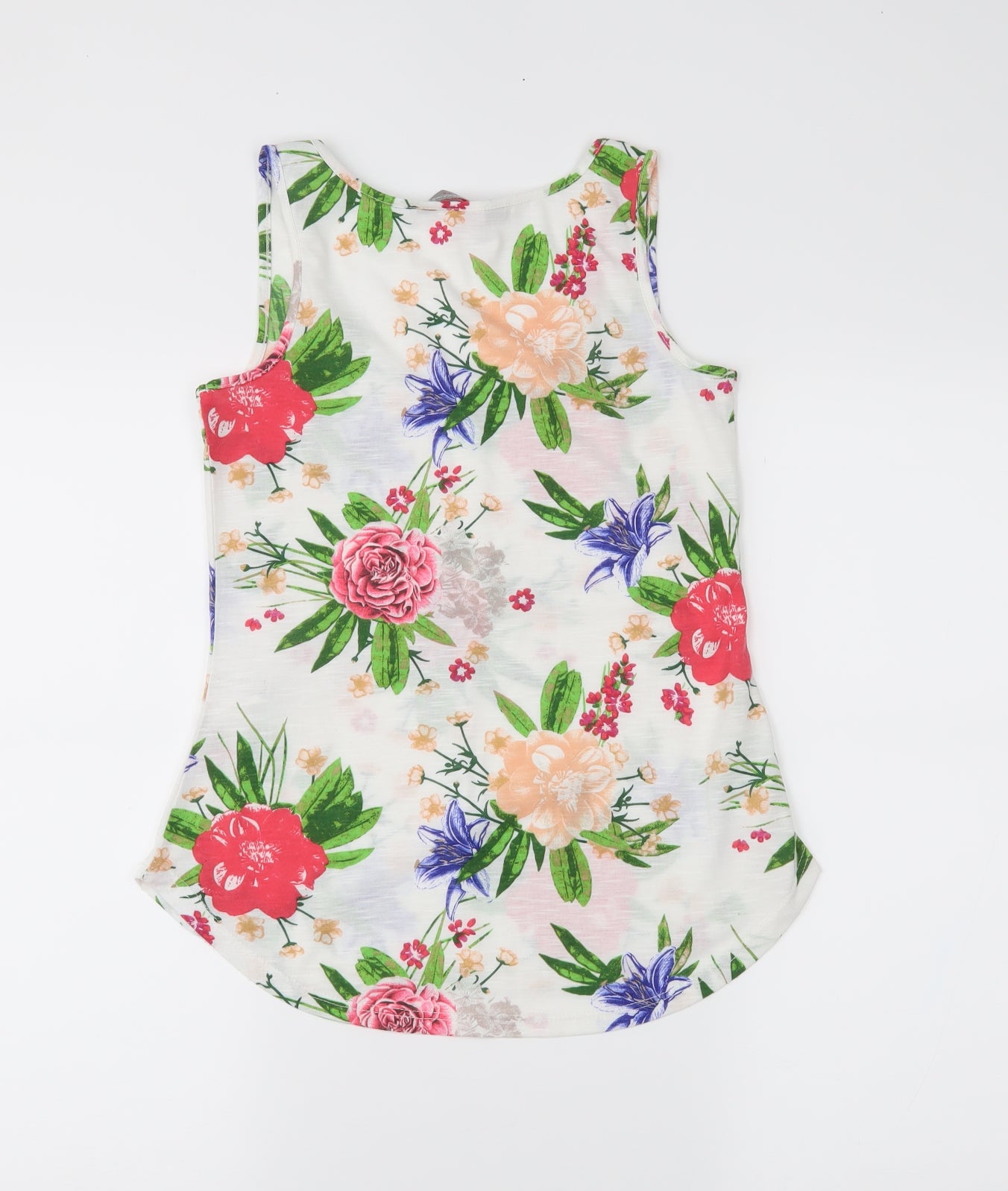dorophy perkins Womens White Floral  Basic Tank Size 6