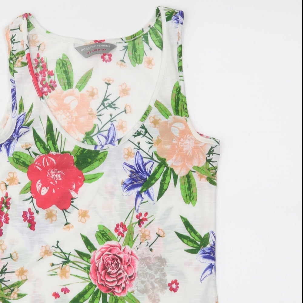 dorophy perkins Womens White Floral  Basic Tank Size 6