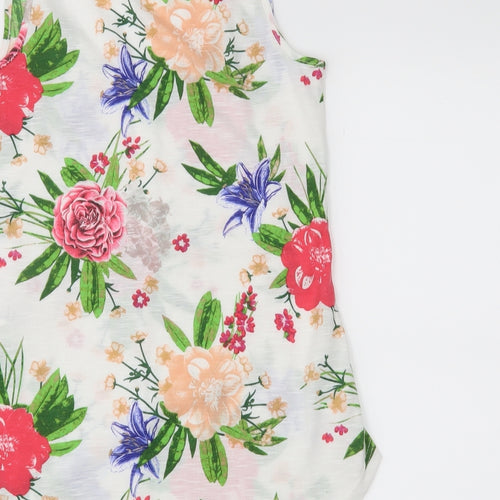 dorophy perkins Womens White Floral  Basic Tank Size 6