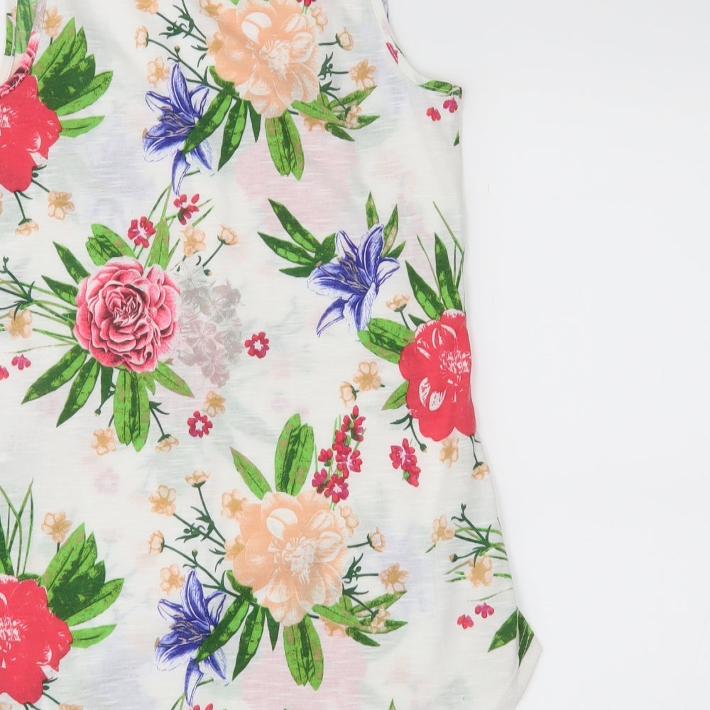 dorophy perkins Womens White Floral  Basic Tank Size 6