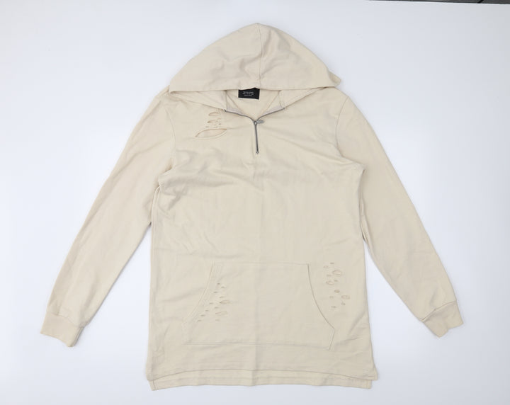Bershka Mens Beige Pullover Jumper Size M - distressed