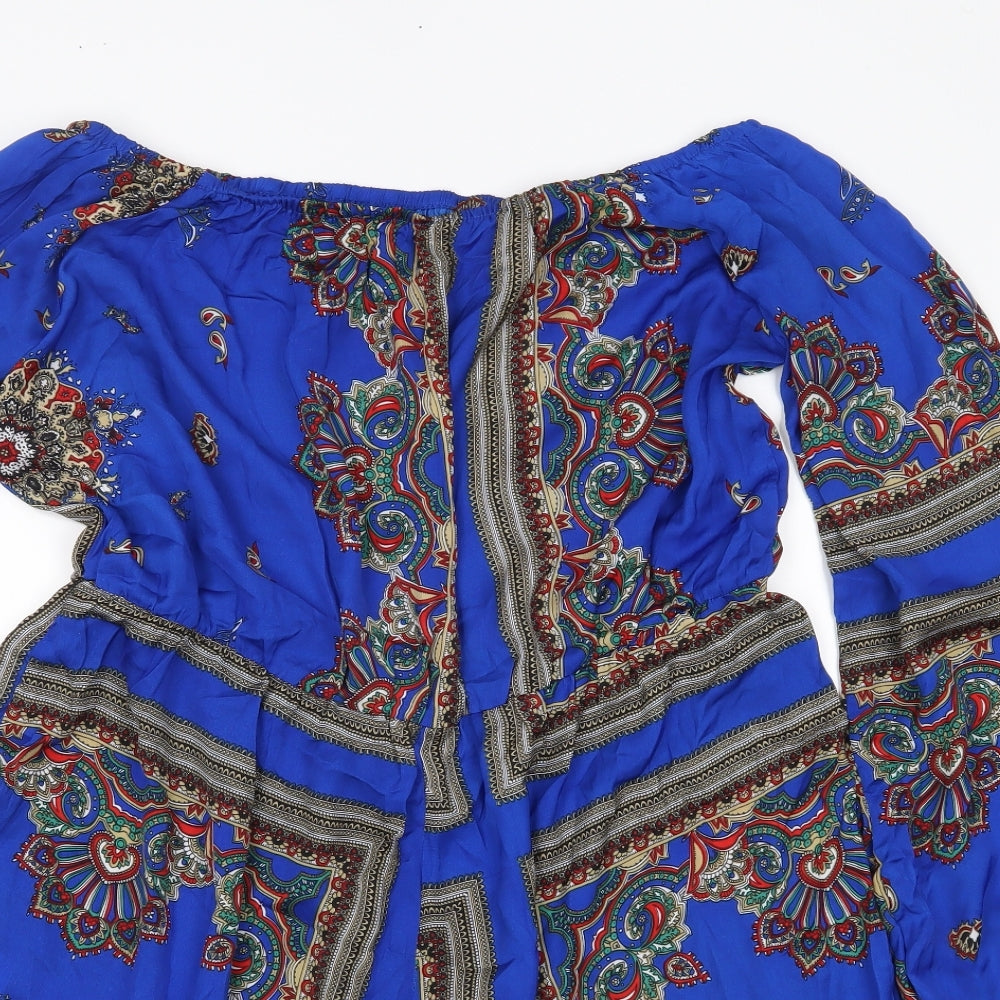 Preworn Womens Black Batik  Playsuit One-Piece Size 16