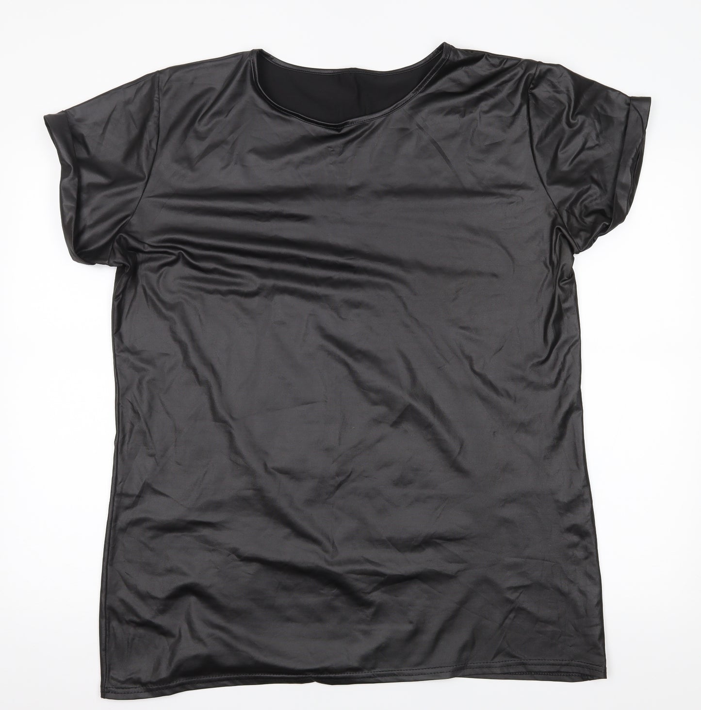 Preworn Womens Black   Basic T-Shirt Size 20  - Wet look