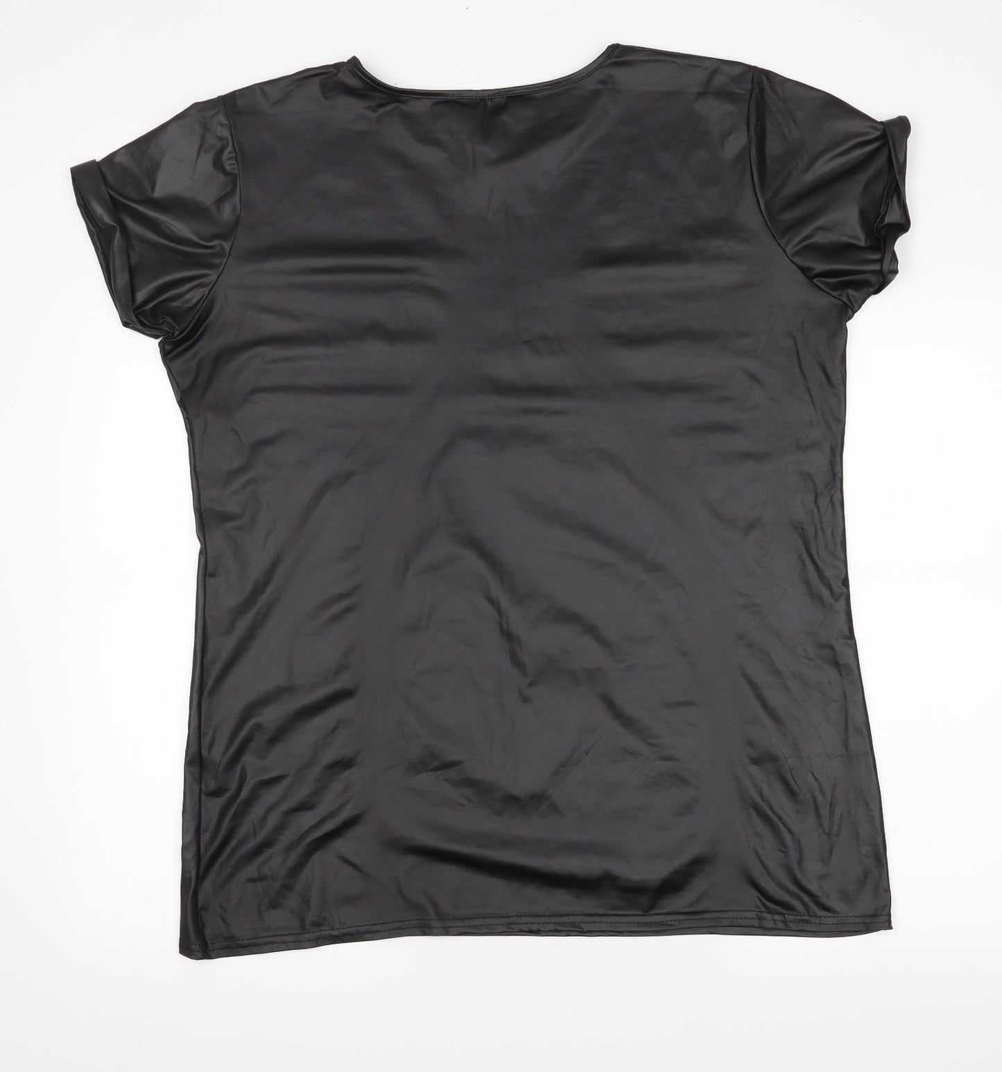 Preworn Womens Black   Basic T-Shirt Size 20  - Wet look