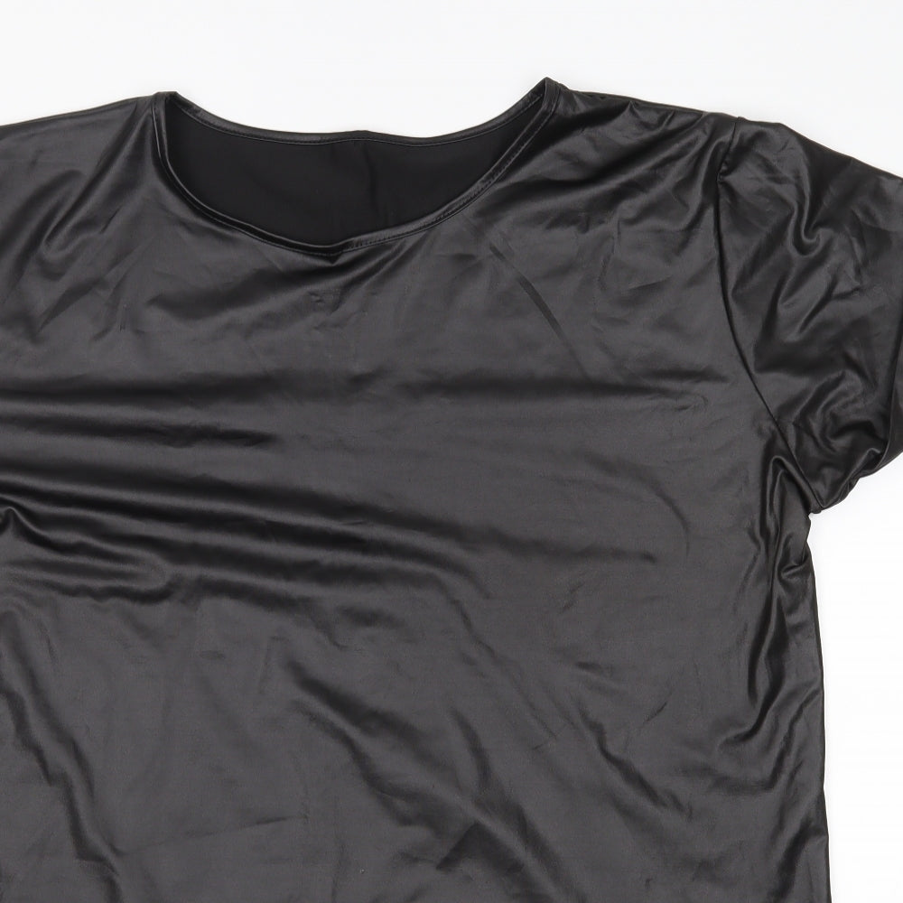 Preworn Womens Black   Basic T-Shirt Size 20  - Wet look