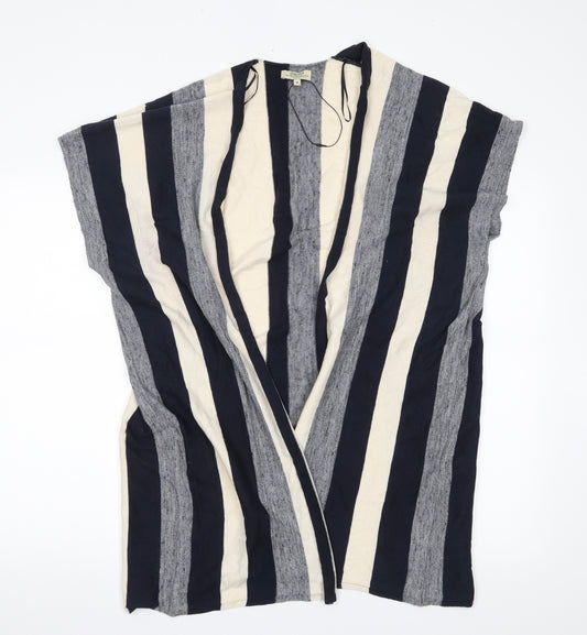 Front view of Papaya women’s grey striped cardigan jumper, size M