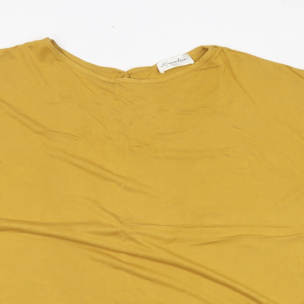 Emeliax Womens Yellow   Basic Blouse Size L