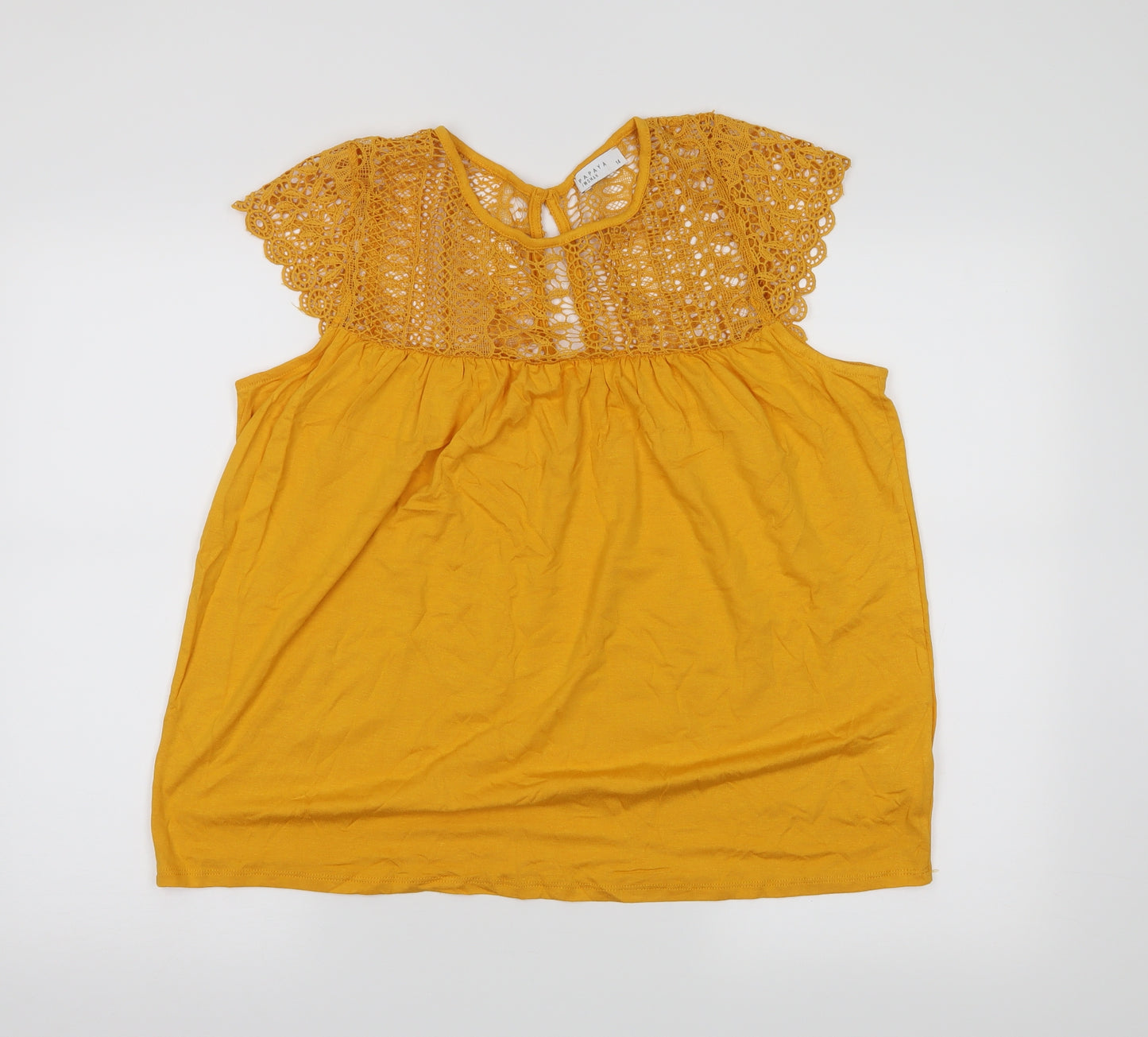Papaya Womens Yellow   Basic Blouse Size 14