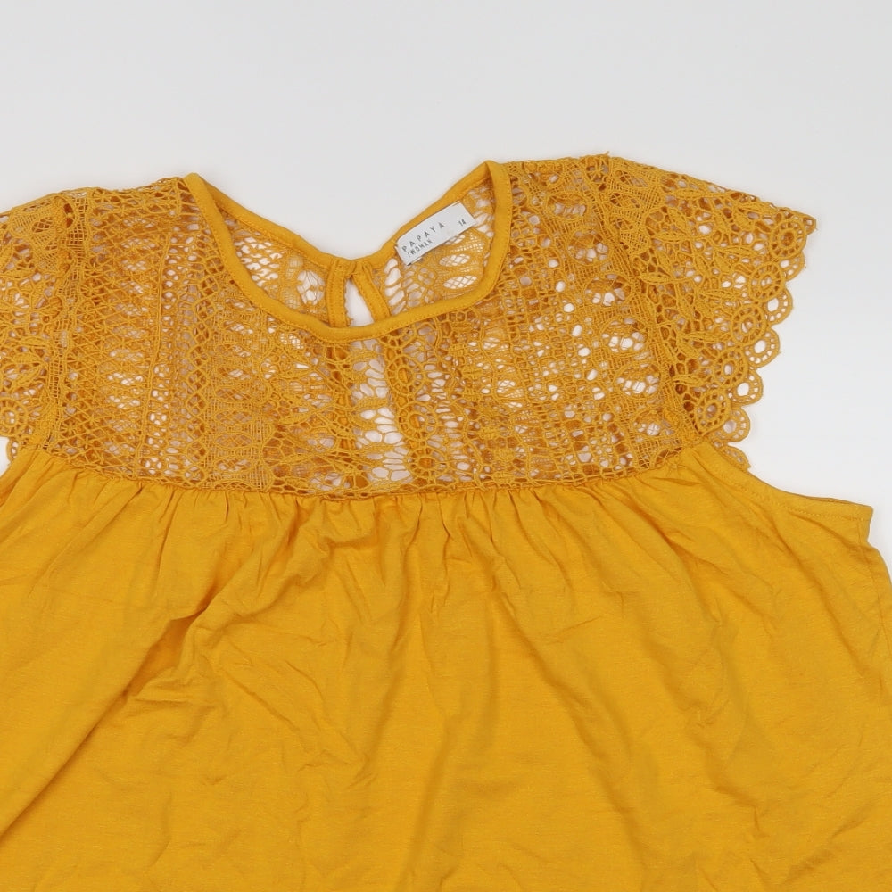 Papaya Womens Yellow   Basic Blouse Size 14