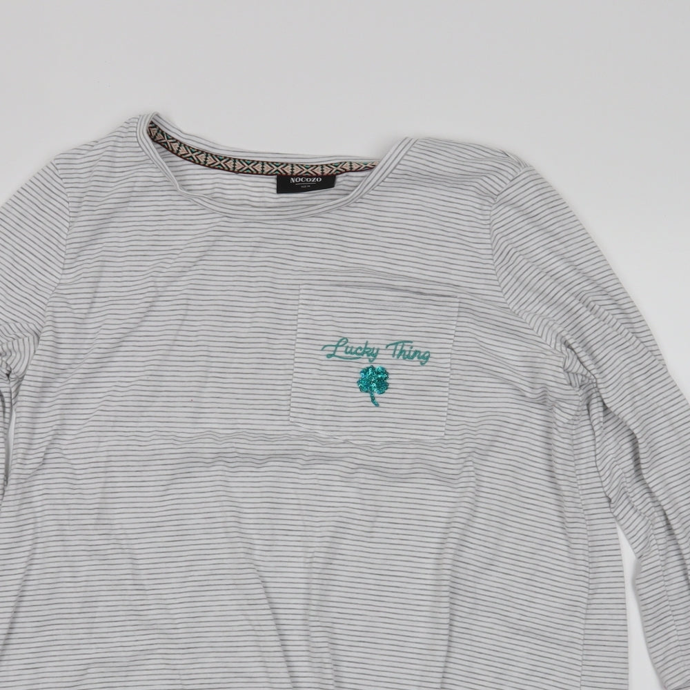 Nocozo Womens White Polka Dot  Basic T-Shirt Size 14