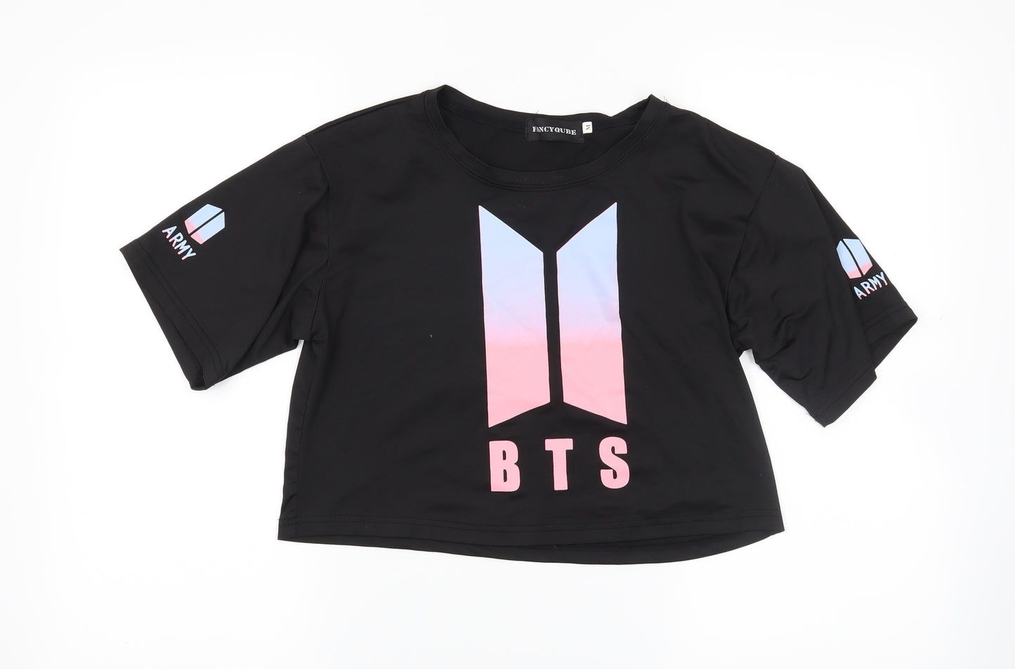 Fancy Qube Womens Black   Cropped T-Shirt Size M  - BTS