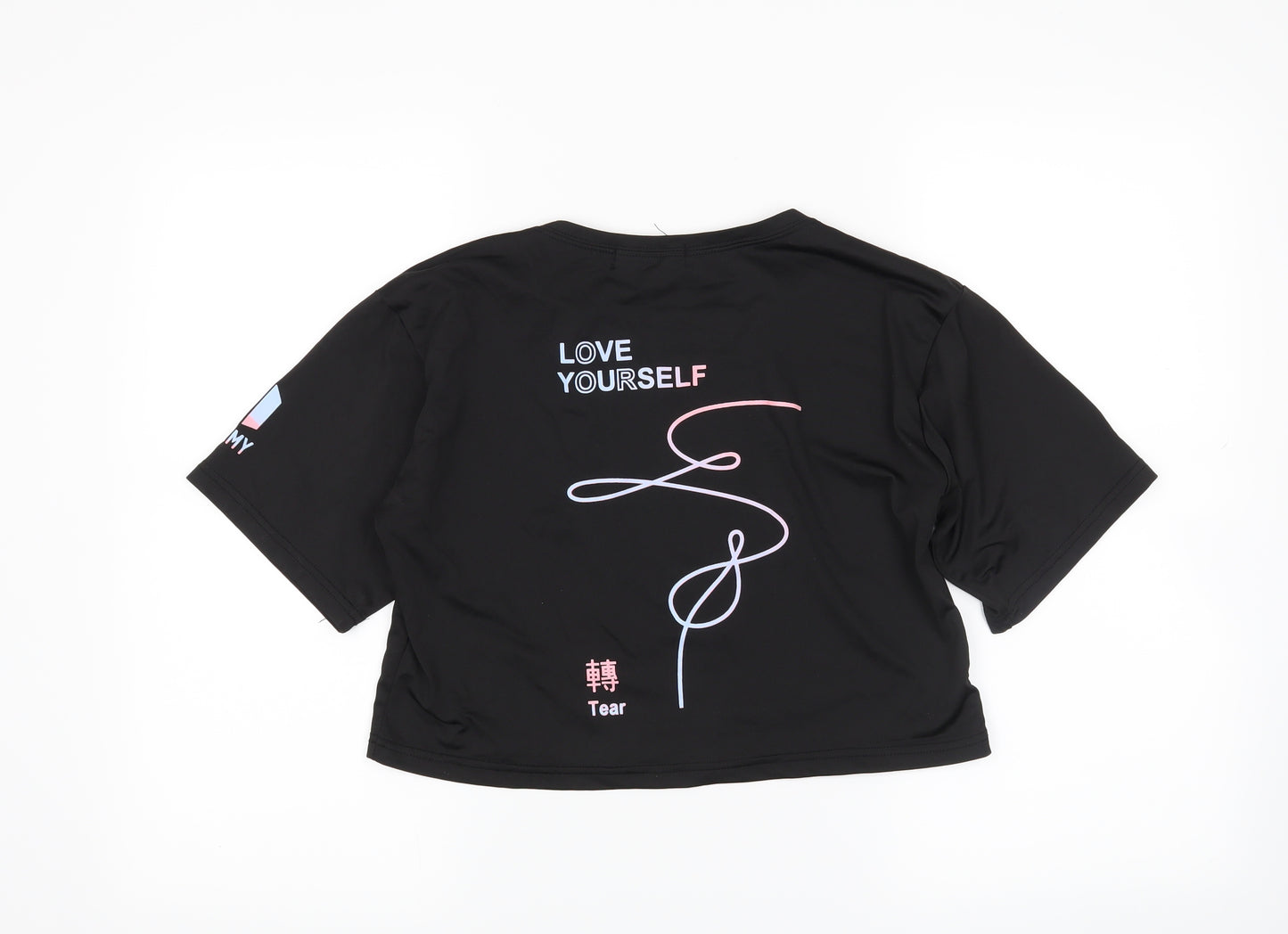 Fancy Qube Womens Black   Cropped T-Shirt Size M  - BTS