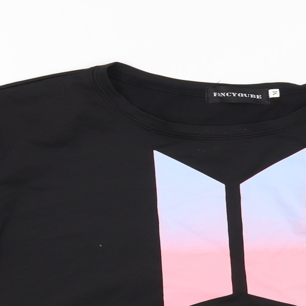 Fancy Qube Womens Black   Cropped T-Shirt Size M  - BTS