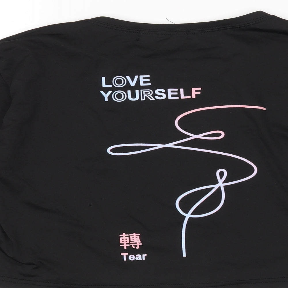 Fancy Qube Womens Black   Cropped T-Shirt Size M  - BTS