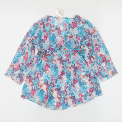 Primark Girls Blue Floral  Tunic Blouse Size 4-5 Years