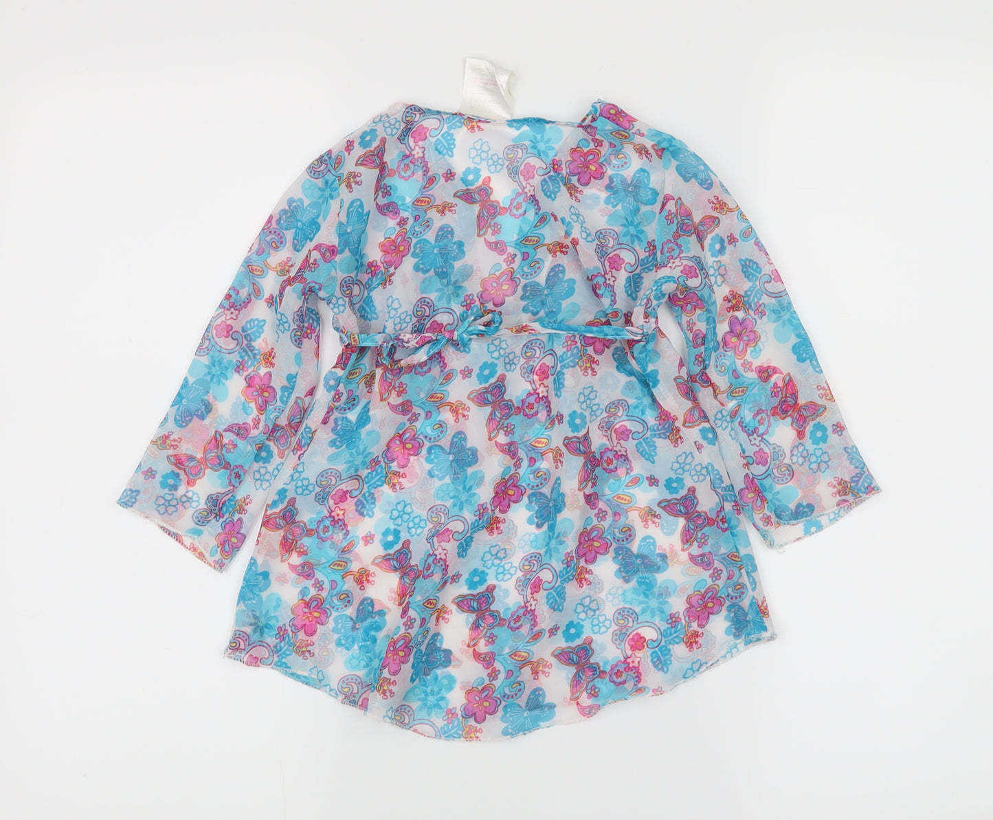 Primark Girls Blue Floral  Tunic Blouse Size 4-5 Years