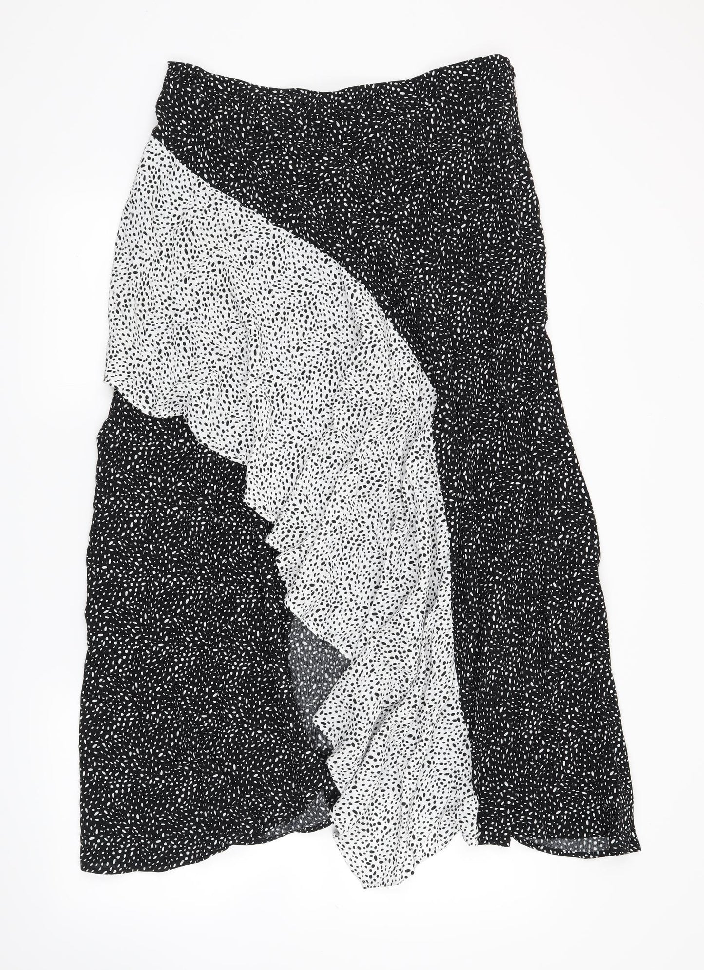 M&S Womens Black Animal Print  Swing Skirt Size 14