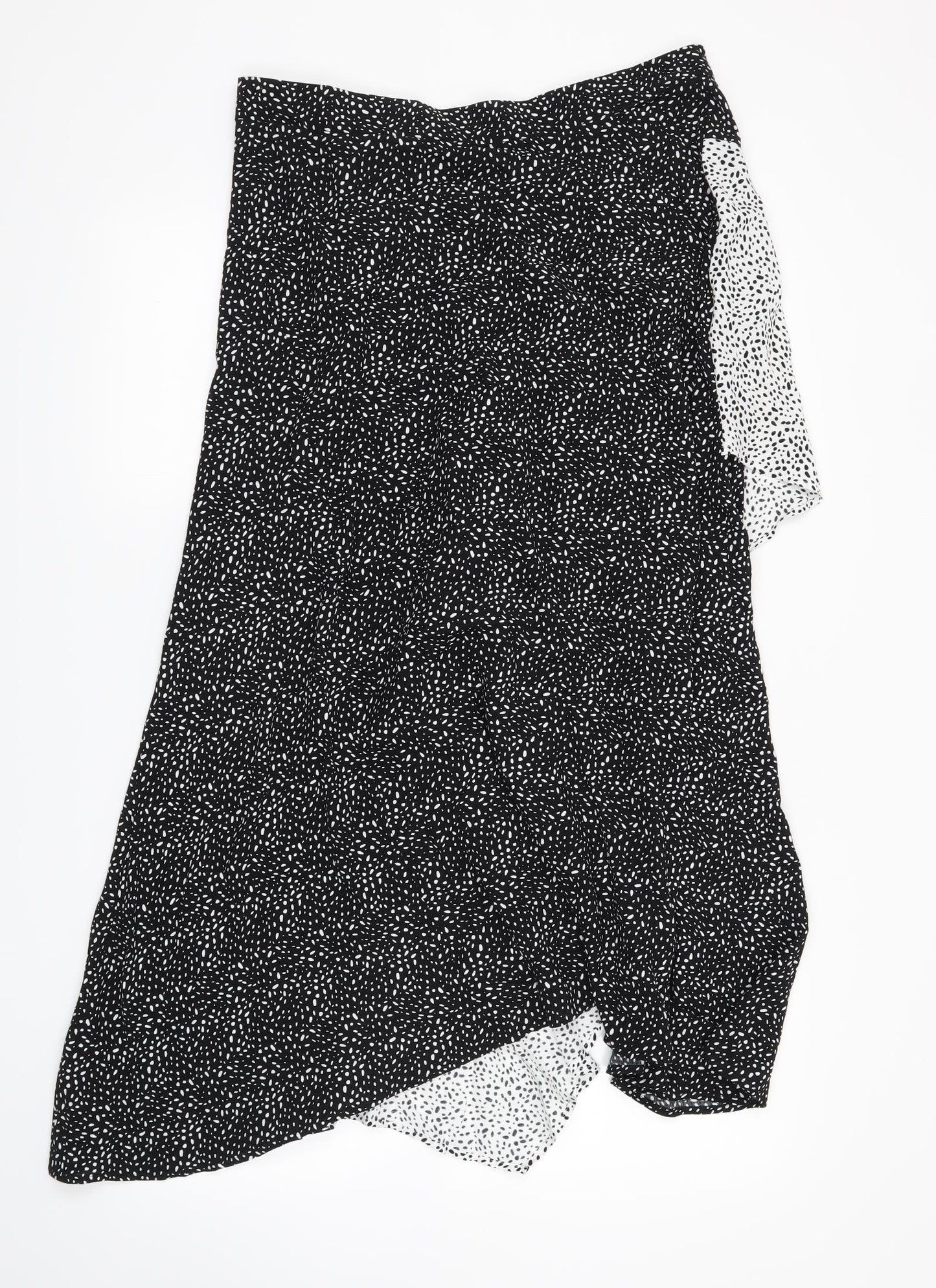 M&S Womens Black Animal Print  Swing Skirt Size 14